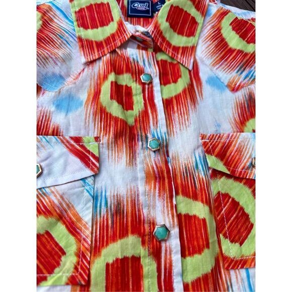 Cruel Girl Sleeveless Snap Button Down Shirt Cotton Western Style Size L NWT - Picture 2 of 7